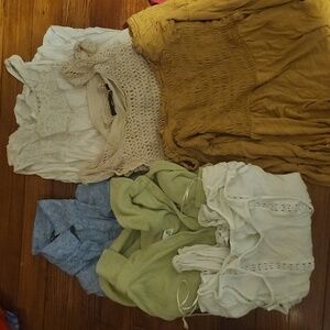 Assortment of 6 2000s vibes shirts, 1 tank top, I short sleeve, 3 long sleeve